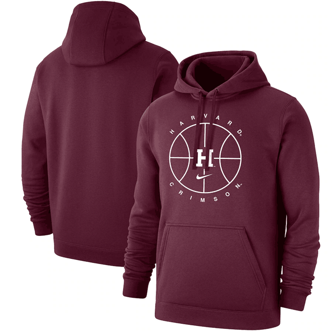 Men's Wine Harvard Crimson Basketball Icon Club Fleece Pullover Hoodie